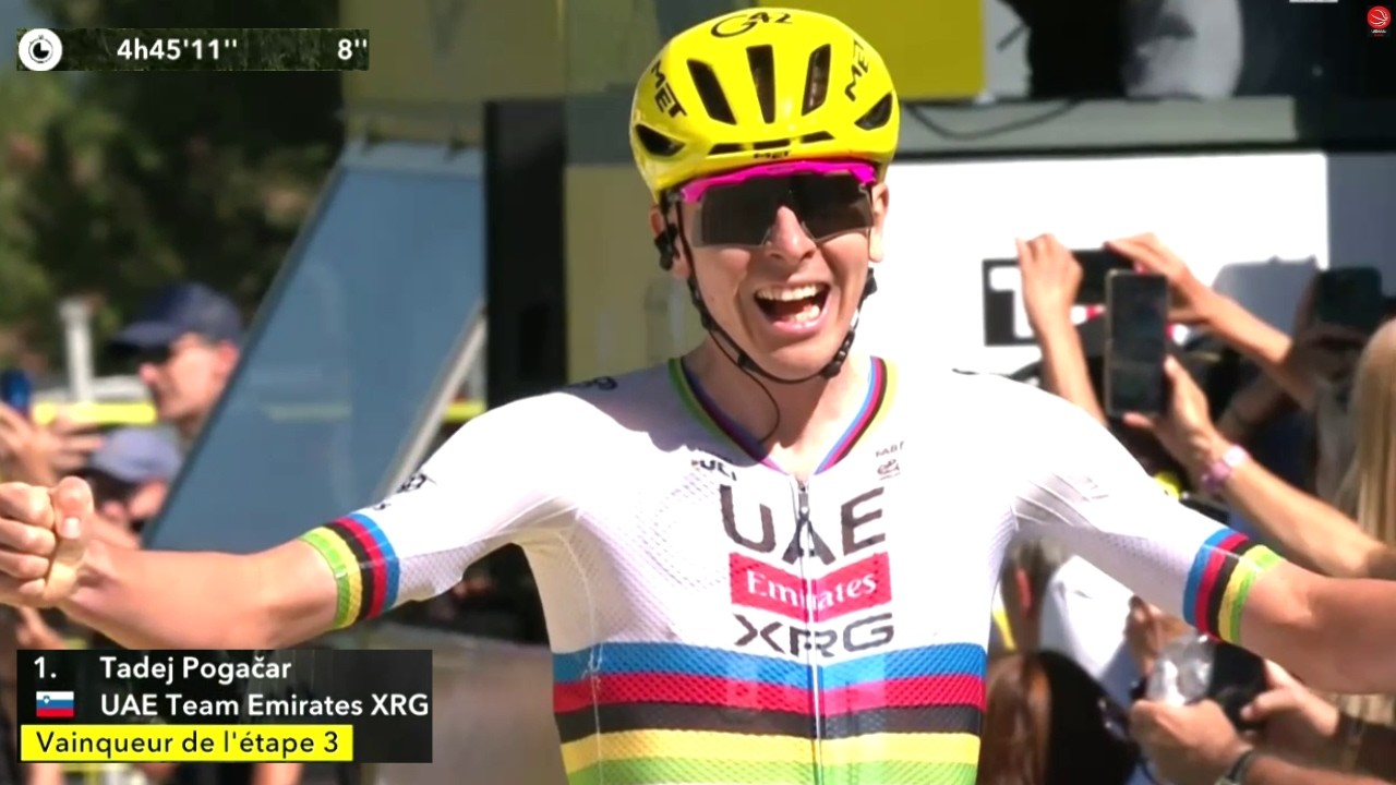 Pogačar pips Vingegaard on Stage 3 to level the Tour de France