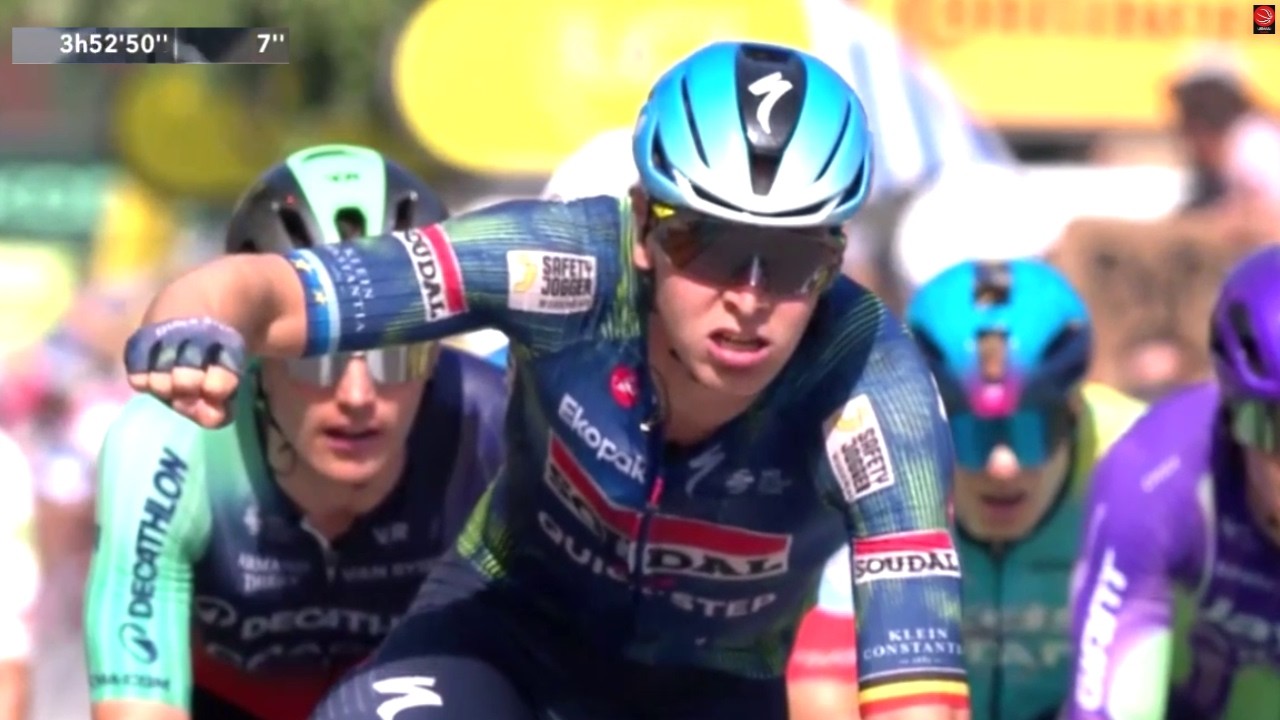 Merlier powers to sprint victory on stage 8